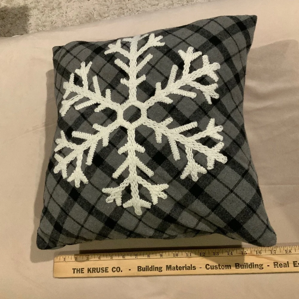 Snowflake flannel Square Pillow Winter Decor Home Cottagecore
